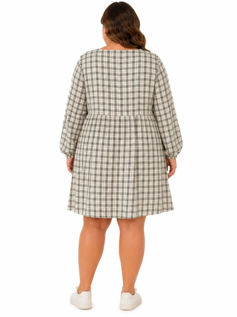 Sage Green Plaid 2XL Puff Sleeve Dress Cottagecore Button Front Prairie Pockets